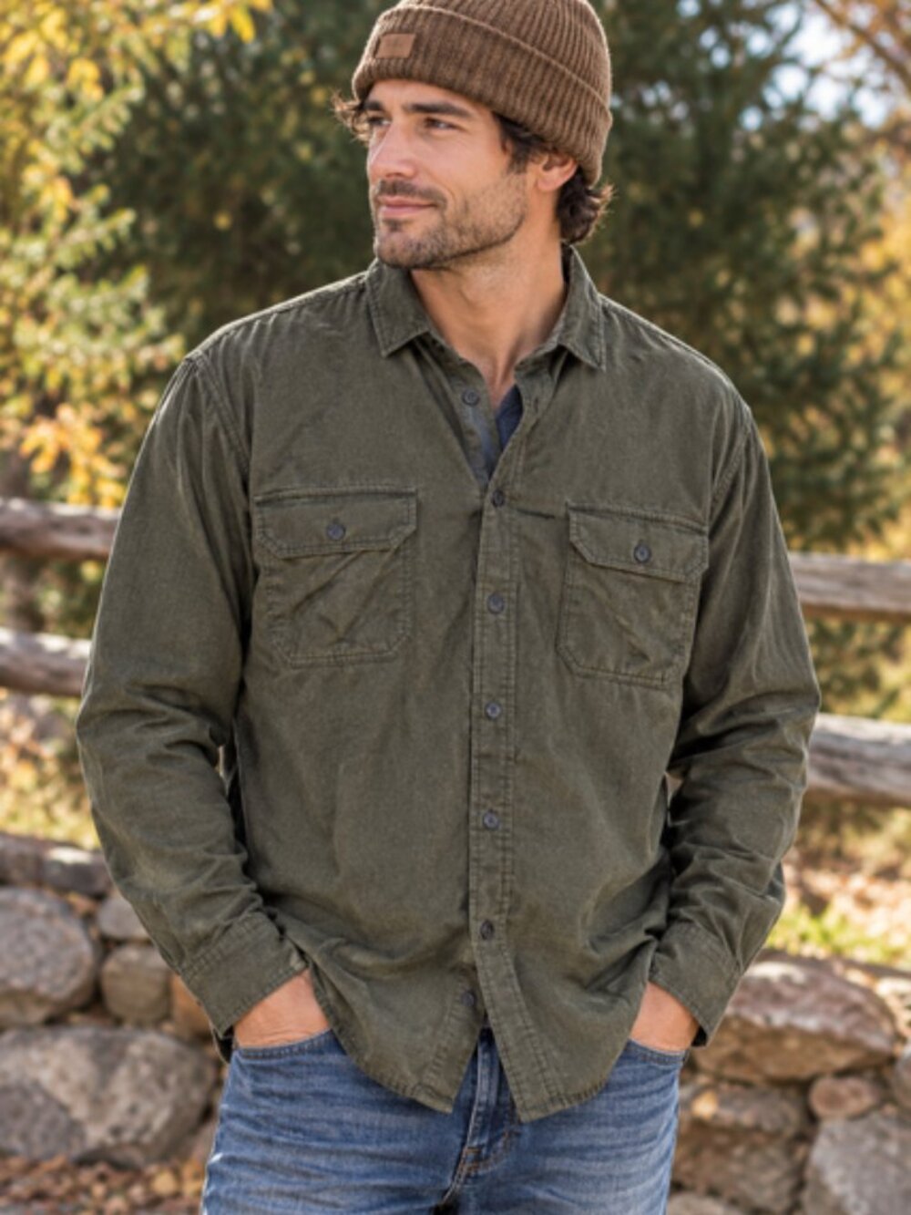 KÜHL Men’s XL Olive Green Flannel Shirt Cotton Tencel Outdoor Workwear